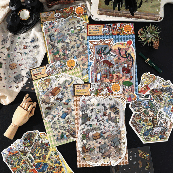 DIY 3D House Stickers, Stickers Game, 3D Stickers Scene